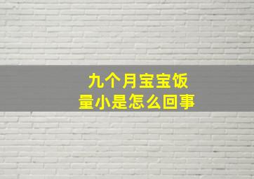 九个月宝宝饭量小是怎么回事