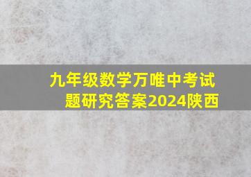 九年级数学万唯中考试题研究答案2024陕西