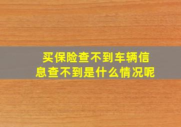 买保险查不到车辆信息查不到是什么情况呢