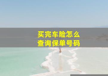 买完车险怎么查询保单号码