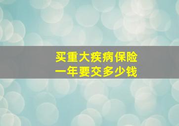 买重大疾病保险一年要交多少钱