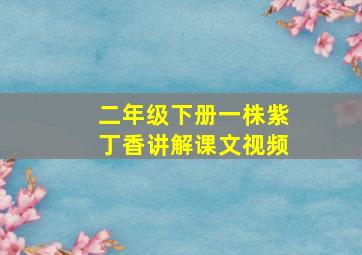 二年级下册一株紫丁香讲解课文视频