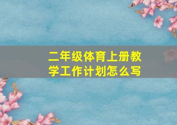 二年级体育上册教学工作计划怎么写