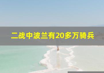 二战中波兰有20多万骑兵