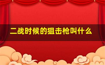 二战时候的狙击枪叫什么