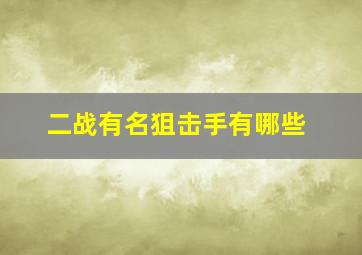 二战有名狙击手有哪些