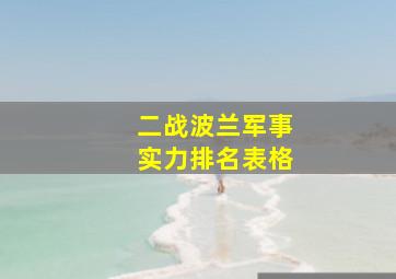 二战波兰军事实力排名表格