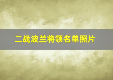 二战波兰将领名单照片