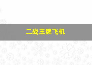 二战王牌飞机