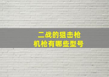 二战的狙击枪机枪有哪些型号