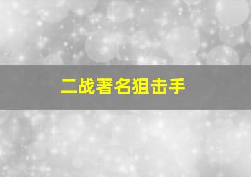 二战著名狙击手