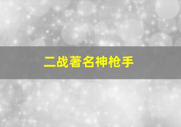 二战著名神枪手