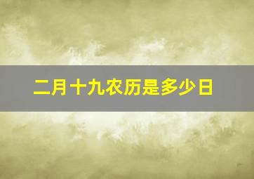 二月十九农历是多少日