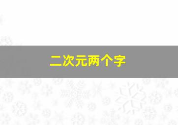 二次元两个字