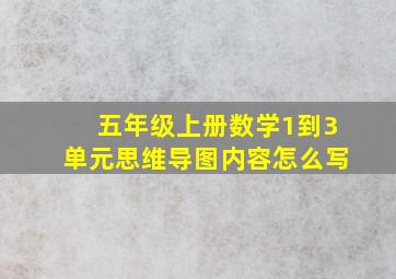 五年级上册数学1到3单元思维导图内容怎么写