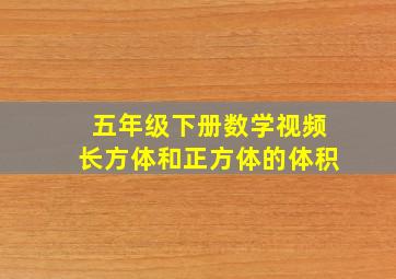 五年级下册数学视频长方体和正方体的体积