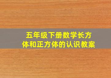 五年级下册数学长方体和正方体的认识教案