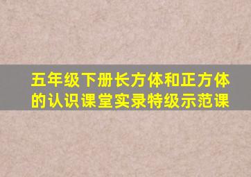 五年级下册长方体和正方体的认识课堂实录特级示范课