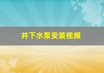 井下水泵安装视频