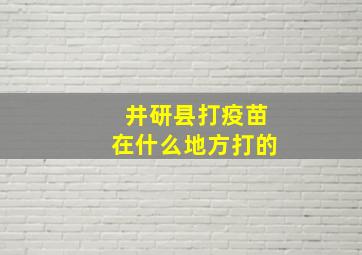 井研县打疫苗在什么地方打的