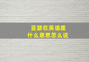 亚瑟在英语是什么意思怎么说