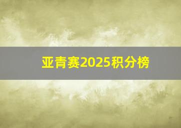 亚青赛2025积分榜