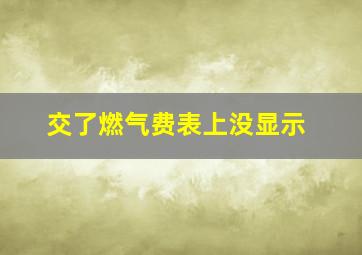 交了燃气费表上没显示