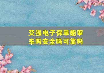 交强电子保单能审车吗安全吗可靠吗