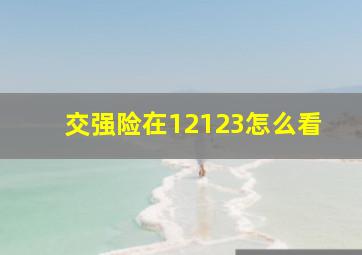 交强险在12123怎么看