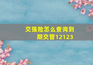 交强险怎么查询到期交管12123