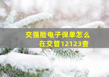 交强险电子保单怎么在交管12123查