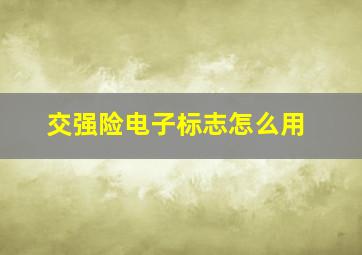 交强险电子标志怎么用