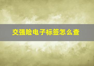 交强险电子标签怎么查