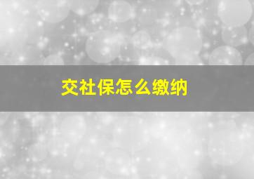 交社保怎么缴纳