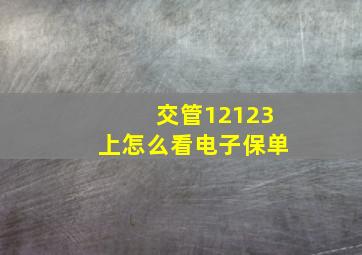 交管12123上怎么看电子保单