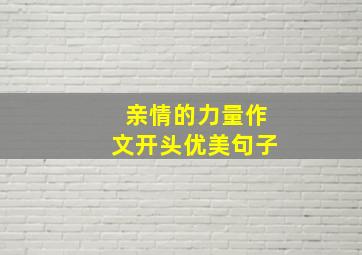 亲情的力量作文开头优美句子