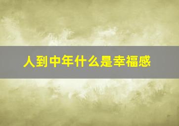 人到中年什么是幸福感