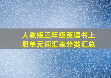 人教版三年级英语书上册单元词汇表分类汇总