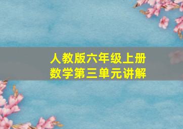 人教版六年级上册数学第三单元讲解