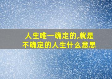 人生唯一确定的,就是不确定的人生什么意思