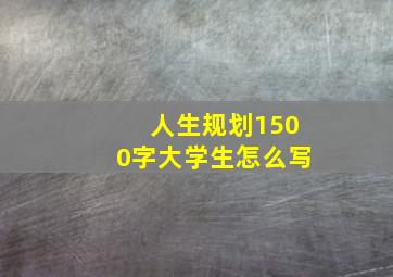 人生规划1500字大学生怎么写