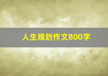 人生规划作文800字