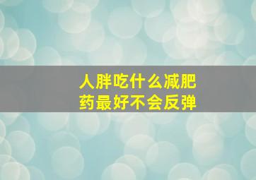 人胖吃什么减肥药最好不会反弹