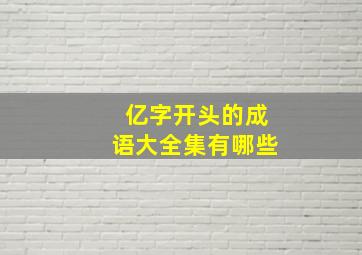 亿字开头的成语大全集有哪些