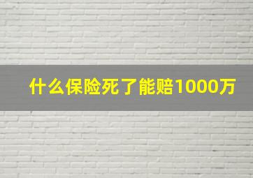 什么保险死了能赔1000万