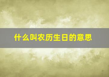 什么叫农历生日的意思