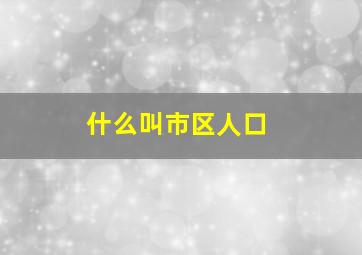 什么叫市区人口