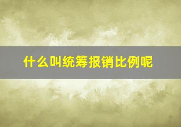 什么叫统筹报销比例呢