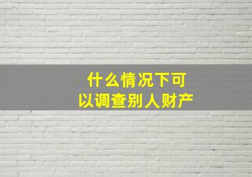 什么情况下可以调查别人财产