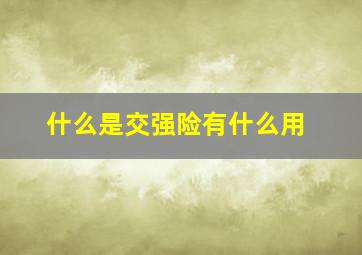 什么是交强险有什么用